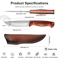 Couteau de survie, de chasse et de camping à lame fixe en acier 7CR17, manche en cocobolo, couteau à fruits d'extérieur