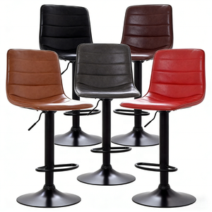 Chaise <span class=keywords><strong>de</strong></span> <span class=keywords><strong>bar</strong></span> pivotante multicolores, réglable en hauteur, en PU, avec dossier et repose-pieds - Product Image 1