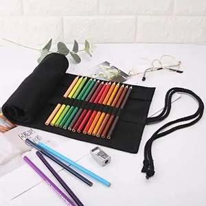Pen Holder Bag Office Portable Large Capacity Dust Resistant Canvas Roll Wrap <b>Pencil</b> Case for College School Student Adult - Product Image 1