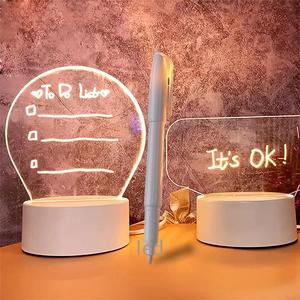 Tablero de escritura acrílico en blanco personalizado, creativo USB 3D RGB, luz LED nocturna borrable, tablero de mensajes, luz con bolígrafo - Product Image 5