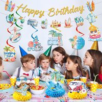 Bannières de joyeux anniversaire sur le thème du surf, décorations de table pour fête d'anniversaire d'été à la piscine, fournitures