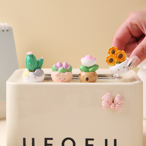 Blind <b>Box</b> Mini Cartoon Resin Figurine <b>Floral</b> Design Home Decoration Desktop Ornament For Girls Bedroom Living Room - Product Image 3