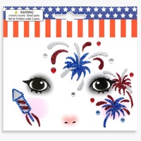 Autocollants cosmétiques scintillants pour le visage pour la fête de la fête nationale et de l'Indépendance américaine