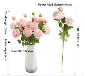 ดอกกุหลาบผ้าไหมคุณภาพสูงขายส่ง 3 หัว สำหรับตกแต่งฉากหลังงานแต่งงานปีใหม่ - Product Image 6