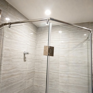 Porte de douche sans cadre en verre trempé transparent de 10 mm, cabine de douche en verre moderne pour hôtel, pour projets commerciaux - Product Image 2
