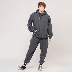 Sweat à capuche vintage unisexe surdimensionné personnalisé 100% coton gris poche avant sérigraphié col à capuche pour la saison d'automne - Product Image 4