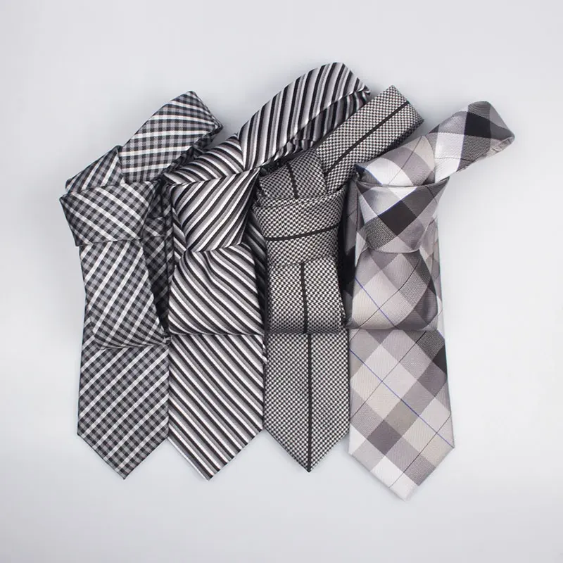 Tiras de gravata personalizadas do pescoço da impressão preta 2021, estilo de verificações, tecido, poliéster, laços de pescoço para homens de negócios