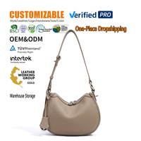 Nouveau Sac à Main Demi-Lune en Cuir Pleine Fleur pour Femme, Collection Été 2026, Luxe, Vente en Gros, Personnalisable, Fermeture Éclair Minimaliste