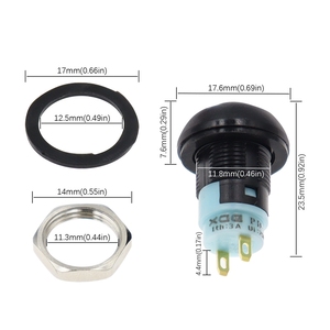 Interrupteur à bouton-poussoir rond étanche PBS-33A 12 mm |   Types momentanés et à verrouillage disponibles |   Multicolore Blanc, Noir, Bleu, Jaune - Product Image 2