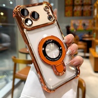 Coque transparente magnétique pour iPhone 17, Air 16, 15, 14, 13, 12, 11 Pro Max ; Support avec protection d'objectif en verre pour appareil photo