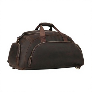 Genuine <b>Leather</b> Travel Duffel <b>Bag</b> Vintage Weekender Backpack Large Capacity Zipper Closure Business Travel - Product Image 3