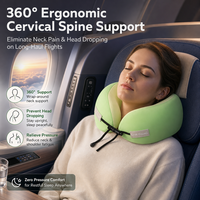 Oreiller de voyage en mousse à mémoire de forme avec logo personnalisé, vente en gros, oreiller de soutien cervical en forme de U pour avion, siège de voiture