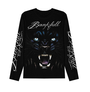 <span class=keywords><strong>Maglietta</strong></span> <span class=keywords><strong>Termica</strong></span> a Maniche Lunghe in Maglia Waffle Personalizzata per Uomo, Stampa Grafica Pantera <span class=keywords><strong>Nera</strong></span>, Oversize con Spalle Scese, 100% Cotone OEM ODM - Product Image 4