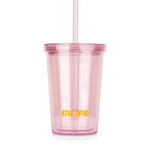 12oz Custom Bpa Free <strong>clear</strong> Transparent Double Wall <strong>Tumblers</strong> <strong>Plastic</strong> Reusable Cup Water Bottle with Straw - Product Image 6