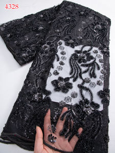 4328 africain Tulle dentelle tissu 2025 velours nigérian brocart doré <span class=keywords><strong>Net</strong></span> paillettes dentelle tissu pour couture mariage fête femmes robe - Product Image 6