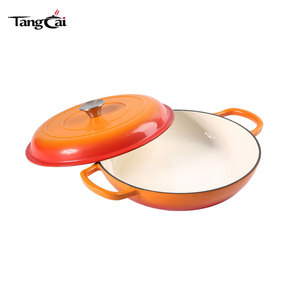 Tendance 2026 <span class=keywords><strong>Cocotte</strong></span> en <span class=keywords><strong>fonte</strong></span> peu profonde émaillée avec deux poignées, compatible four, pour cadeaux familiaux <span class=keywords><strong>ou</strong></span> entre amis - Product Image 3