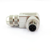Connecteur d'aviation M12 à 4 broches mâle, blindé, boîtier métallique, angle droit, IP67, 4A 250V, 22 AWG 0,34 mm