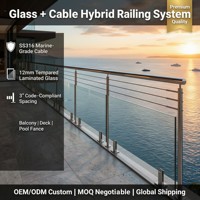 Système de garde-corps en câble en verre trempé laminé sur mesure et en acier inoxydable 316 pour balcon, terrasse, clôture de piscine