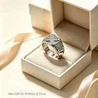 Bague Hip Hop large et massive pour homme, micro-pavée de zircon carré, en laiton plaqué platine, bague statement