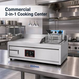 2-in-1 Electric <b>Flat</b> <b>Top</b> <b>Griddle</b> and Deep Fryer Combo 5500W Professional Stainless Steel <b>Griddle</b> Station for Commercial Kitchen - Product Image 5