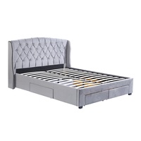 Cadre de lit tapissé gris élégant avec la tête de lit haute et les tiroirs commodes de stockage d'Underbed