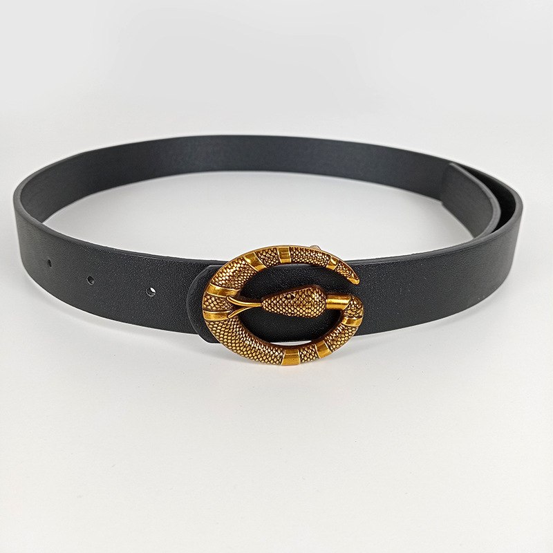 Cintura nera fibbia oro bronzo-105cm