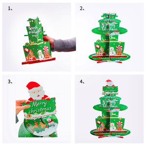 Christmas Paper Cake Stand 3 Tier Round Die Cut <b>Table</b> Decor For Holiday Party Decoration Supplies - Product Image 2