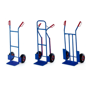 รถเข็นเหล็กหนัก JK รุ่น Heavy Duty โครงเหล็กสีน้ำเงิน 2 ล้อ ยางลม ด้ามจับสีแดงคู่ รถเข็นอุตสาหกรรมแบบแท่นวางของ JK-400-3 สามารถวางซ้อนกันได้ - Product Image 2