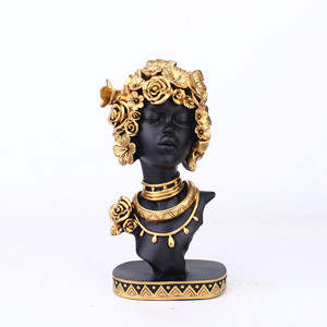Statua in Resina Dipinta a Mano di Donna Buddista Creativa, Scultura Artistica Busto Nero e Oro per Decorazione Natalizia, Soggiorno e Camera da Letto - Product Image 3