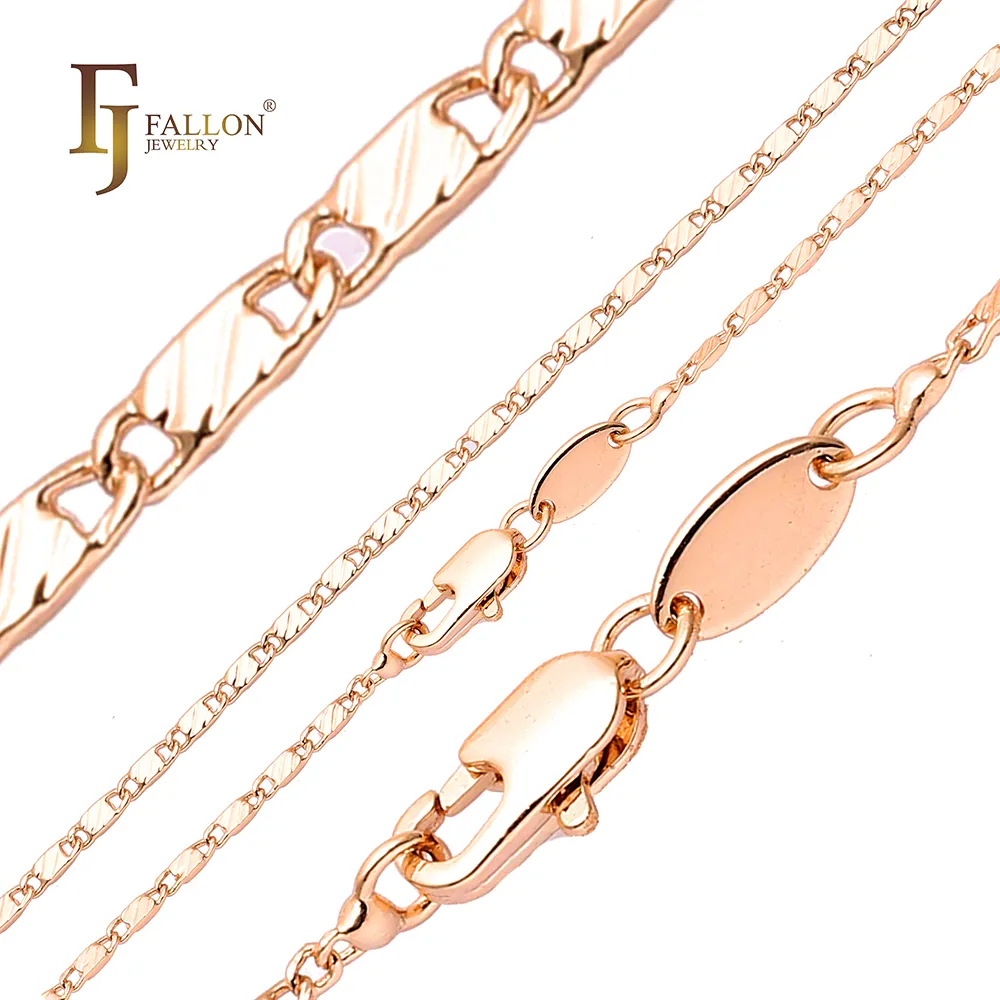 F84100315 FJ Fallon Fashion perhiasan Solid snail link trail dipalu rantai berlapis emas mawar kuningan berbasis