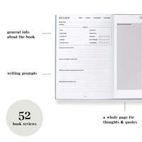 Carnet de notes en stock avec journal de lecture, composition de texte pour étudiant, enregistrement de 52 réactions à un livre ou à un article, vente en gros