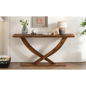 DB Mirod 57 ''Table console Design rustique moderne avec jambe croisée Construction en orme robuste ample espace de surface pour vivre pour l'entrée - Product Image 4