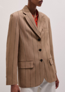 Blazer de un solo botón con rayas finas, solapa con muescas, bolsillos con solapa y mangas enrollables, ideal para la oficina - Product Image 2