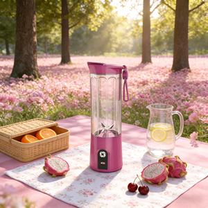 Blender portable rechargeable par USB avec 6 lames en acier inoxydable, sans BPA, pour les smoothies et les aliments pour bébés faits maison - Product Image 1