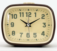 Jam Alarm Meja Analog Quartz Tenang Bergaya Vintage Retro Kuno Bertenaga Baterai Dengan Lampu Malam