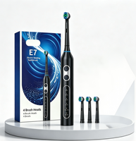 Brosse à dents électrique rotative avec 4 têtes de brosse, rechargeable par port DC, jusqu'à 1 mois d'autonomie, avec étui de voyage portable