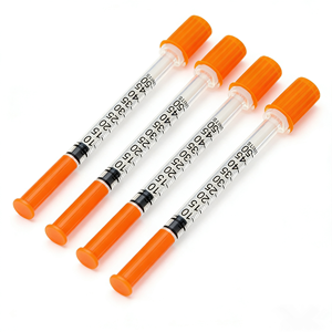 <span class=keywords><strong>Jeringa</strong></span> de Insulina Desechable de 1 <span class=keywords><strong>ml</strong></span>, <span class=keywords><strong>0.3</strong></span> <span class=keywords><strong>ml</strong></span>, 0.5 <span class=keywords><strong>ml</strong></span>, 1 <span class=keywords><strong>ml</strong></span>, con Aguja Fija, Grado Médico, PP, Luer Lock, 29g, 30g, 31g, 32g, Veterinaria - Product Image 1