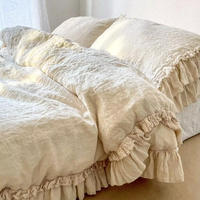 Ensemble de literie de drap-housse de taille de motif personnalisable à volants adapté au mariage à la maison
