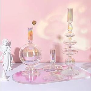 Vase chandelier en verre de style européen Artisanat rétro de luxe Ornement de table à manger de salon Bougeoir à <span class=keywords><strong>fleurs</strong></span> séchées <span class=keywords><strong>Bougies</strong></span> - Product Image 4