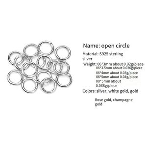 Anillo Conector de Plata de Ley S925 para Pulseras, Accesorios de Joyería DIY, Anillo Abierto, Anillo Cerrado - Product Image 6