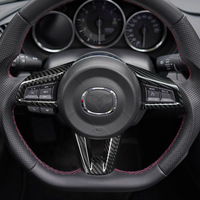 Untuk Mazda MX-5 Miata ND 2016-2025, Stiker Penutup Trim Bingkai Bawah Bezel Tombol Kontrol Setir Interior Serat Karbon Asli