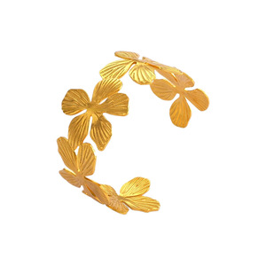 Gold Plated Flower Cuff <b>Bracelet</b> Women's Romantic Alloy Jewelry Gift Fashion <b>Bangle</b> - Product Image 1
