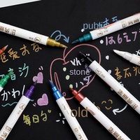 Ensemble de stylos gel double pointe, 6 couleurs, en boîte, marqueurs artistiques pour journalisation, gribouillage, peinture artistique