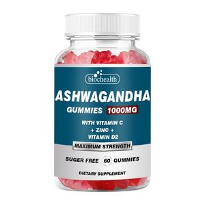 Biocaro 60 unidades Ashwagandha & <span class=keywords><strong>Vitamin</strong></span> <span class=keywords><strong>D3</strong></span> Gummy Candy OEM Suplementos para adultos Suplementos para hombres y mujeres - Product Image 1