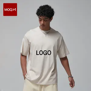 Custom High Quality 190G Loose Oversize 100% Cotton Solid Color White T Shirt Blank Short Sleeve Men's T-Shirts