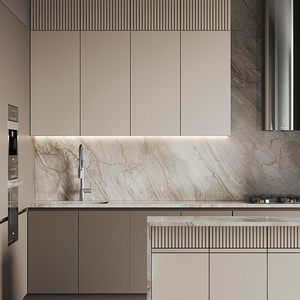 Set di Mobili da <span class=keywords><strong>Cucina</strong></span> Moderni e di Lusso in Alluminio Grigio e PVC, Pronti per il Montaggio - Product Image 5