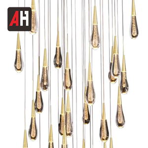 Lustre moderne fait main en cristal doré, luminaire multi-têtes pour salon, escalier, hôtel, éclairage design - Product Image 5
