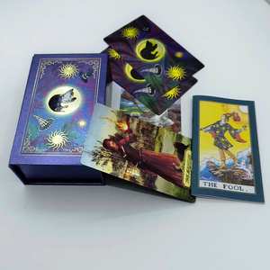 Cartas de <span class=keywords><strong>Tarot</strong></span> holográficas de lámina de oro personalizadas, naipes de primera calidad con diseño único, impresión personalizada de cartas de <span class=keywords><strong>Tarot</strong></span> - Product Image 2