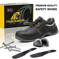 Zapatos de Trabajo Tiger Master con Puntera de Acero, Antipinchazos, Antiestáticos, de Cuero Negro, Antideslizantes, Resistentes al Aceite y Ácidos para Hombre, OEM