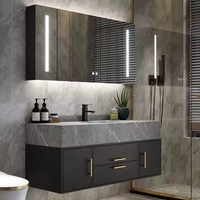 CBMMart Meuble sous lavabo flottant ultra-mince avec évier intégré Rangement caché Salle de bain moderne Armoires peu encombrantes